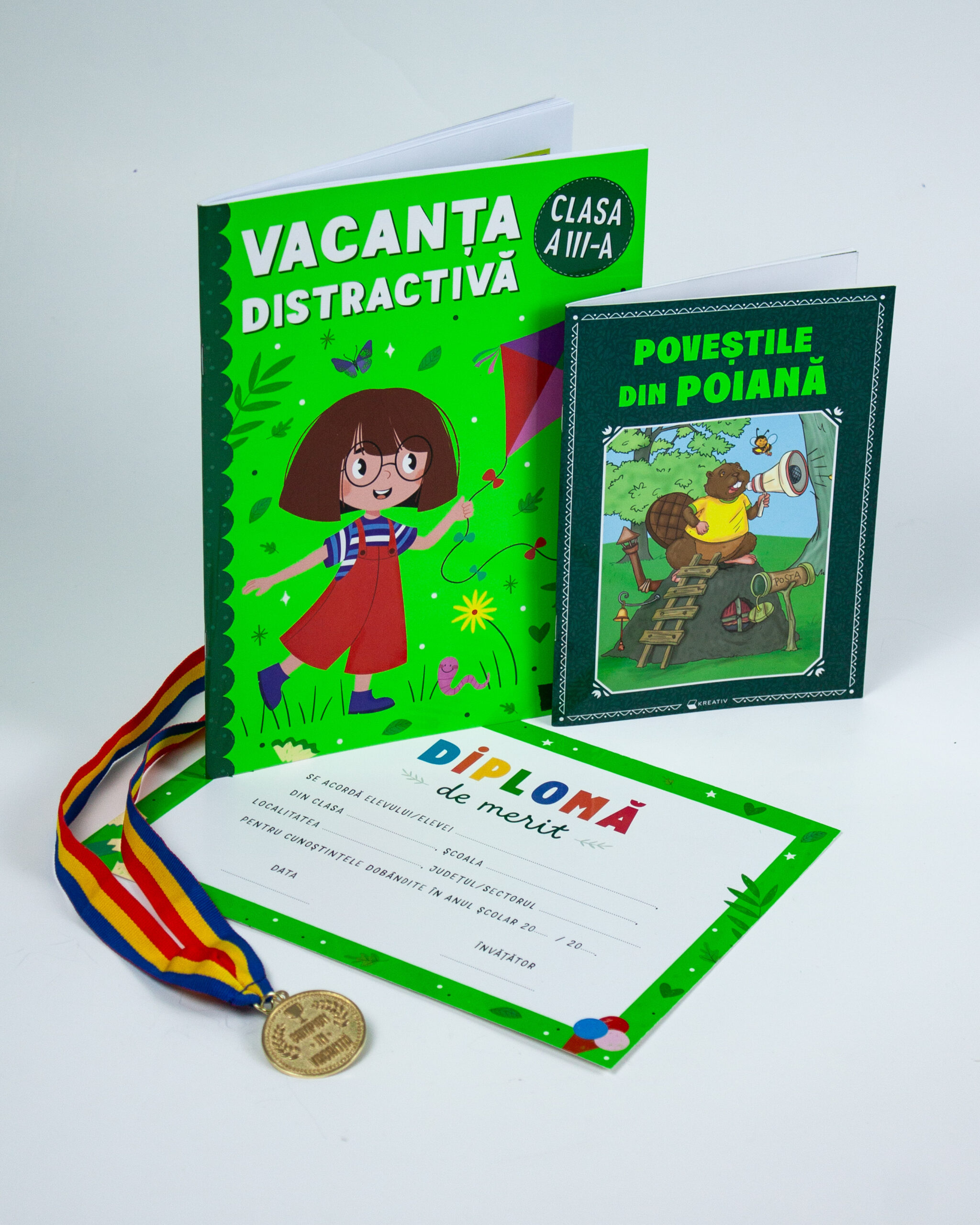 Pachet - Caiet de vacanta + Povestile din poiana - Clasa a III-a + Diploma de merit + Medalie CADOU - Kreativ