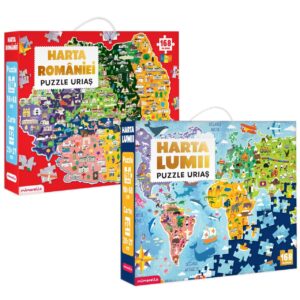 SET - Joc educativ - Puzzle Mimorello - Harta României - Harta lumii